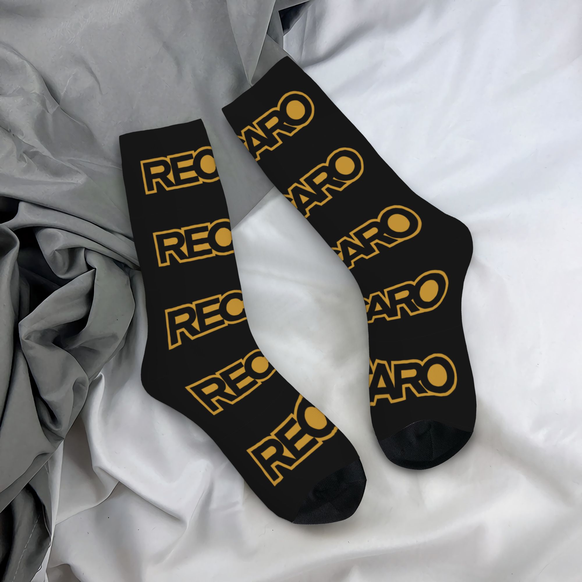 Dress Sock Men - ถุงเท้าลายสัญลักษณ์ Recaros แบบสั่งทำพิเศษ สำหรับผู้ชายและผู้หญิง ถุงเท้าข้อกลางที่อบอุ่น ตลก