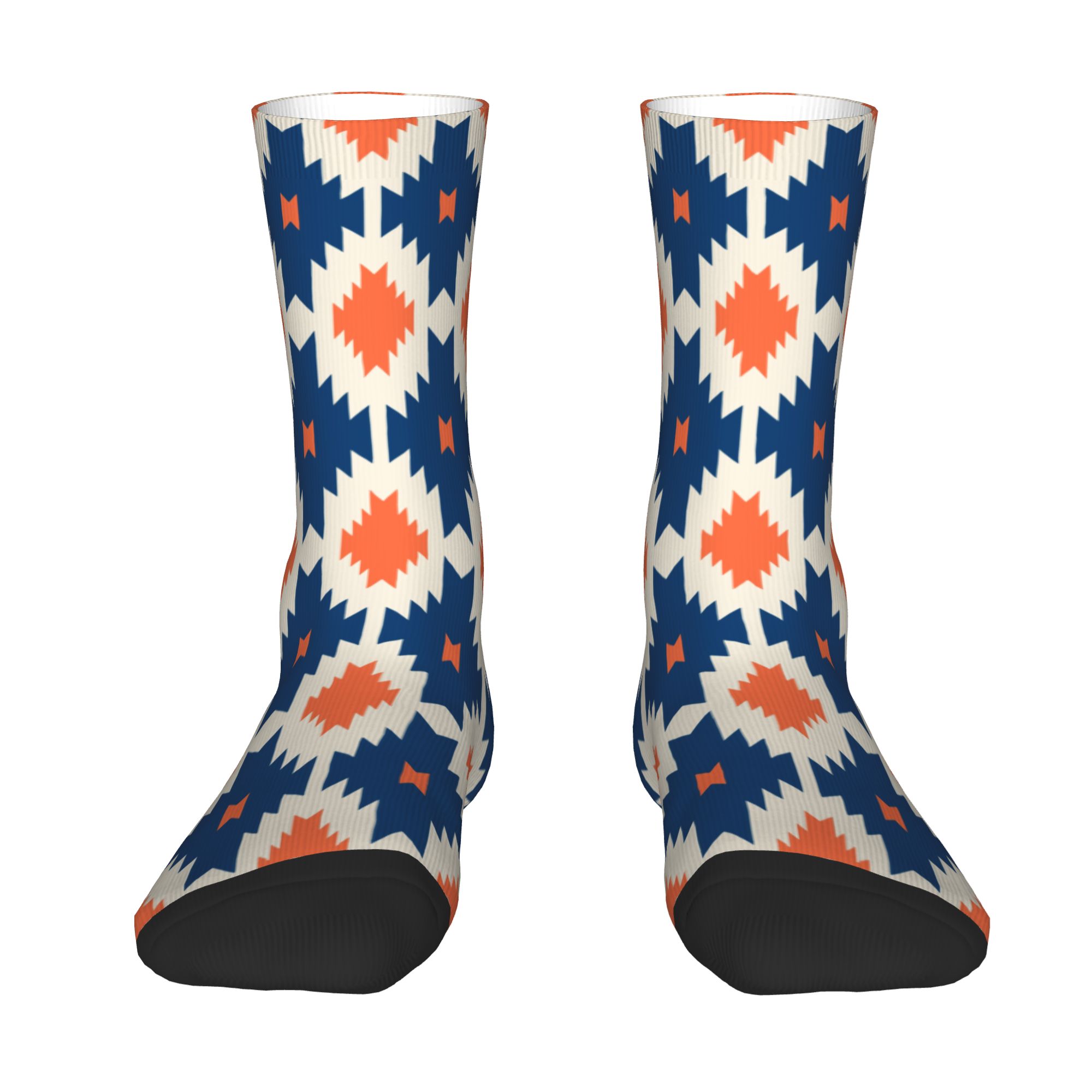 Dress Sock Men - ถุงเท้าผู้ชายลายแอซเท็กและนาวาโฮสไตล์ตะวันตกเฉียงใต้ ดีไซน์สีสันสดใส สามารถเลือกสีได้ ถุงเท้าแบบสวมใส่ได้ทั้งชายและหญิง ลายพิมพ์ 3