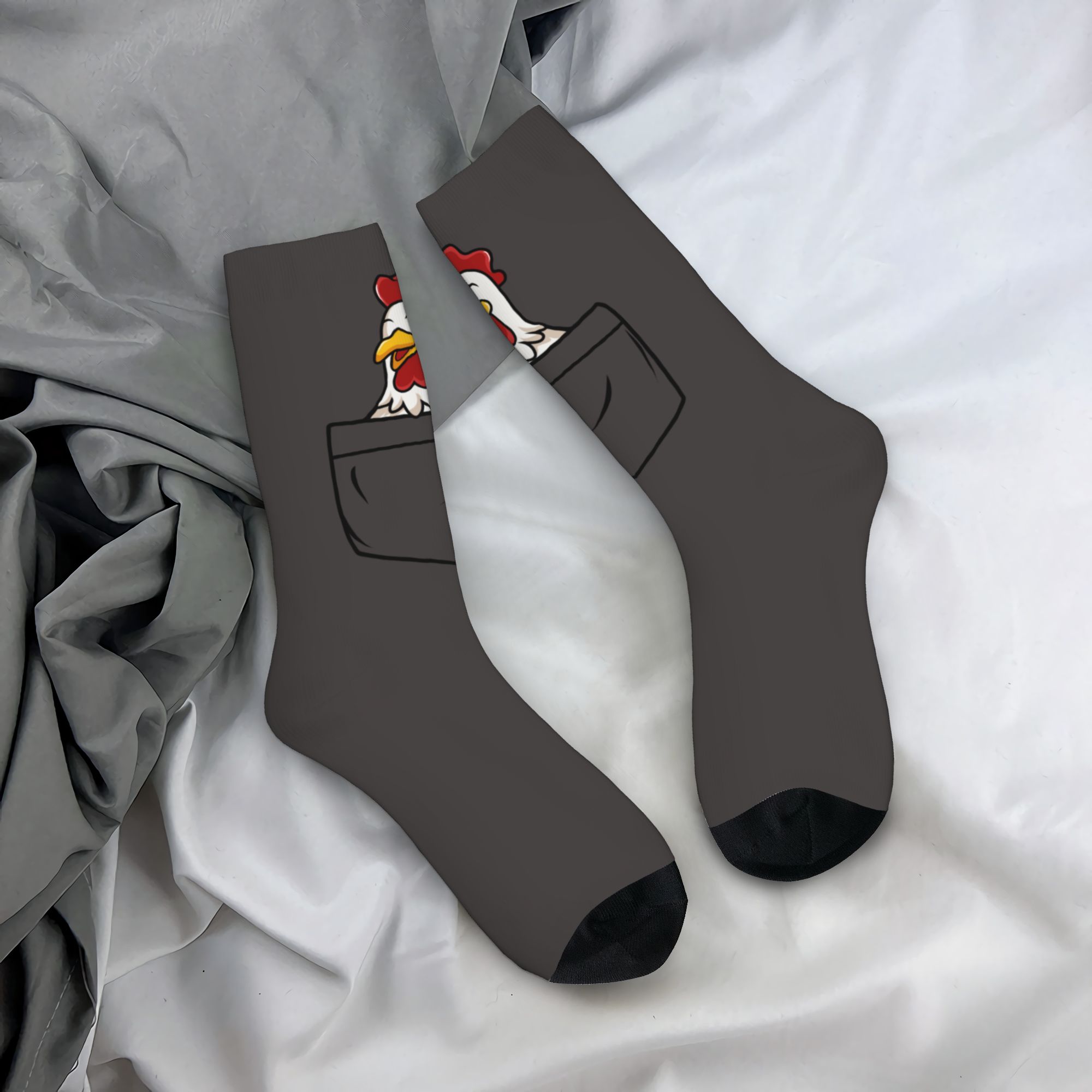Dress Sock Men - ถุงเท้าลายไก่ชนแบบพิเศษสำหรับผู้ชายและผู้หญิง ถุงเท้าลาย 3D สุดเท่ ใส่ได้ทุกเพศ