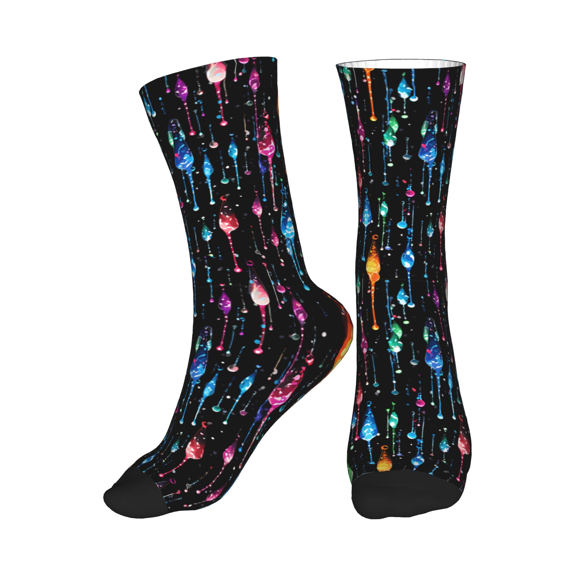 Dress Sock Men - ถุงเท้าลายหยดน้ำสีรุ้ง ถุงเท้าแฟชั่นสำหรับผู้ชายและผู้หญิง ถุงเท้าลูกเรือแบบใหม่ที่ให้ความอบอุ่น
